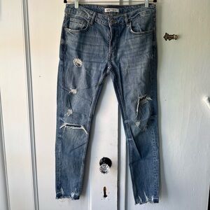 Zara Men's Distressed Blue Skinny Jeans